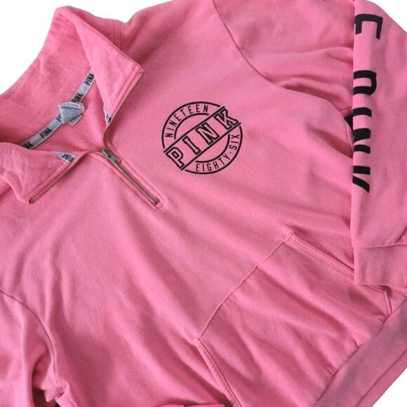 PINK Victoria's Secret Quarter Zip Sweatshirt Women's Size Large - Picture 2 of 5